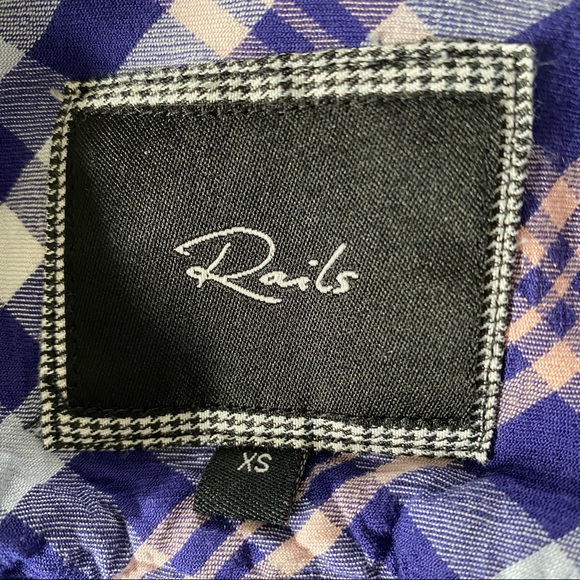 Rails Blue & Pink Plaid Rayon Button-front Shirt - Picture 2 of 8